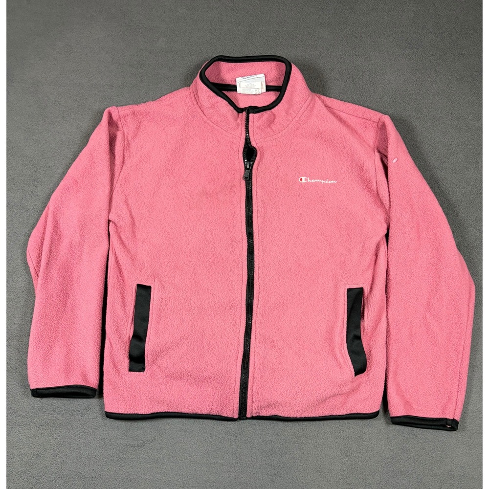 Champion Fleece Jacket Girls L(14) Pink Full Zip Mock Neck